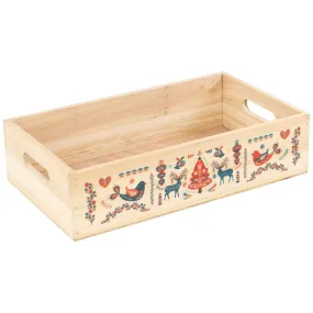 Corbeille bois rectangulaire scandinave 34x20x8,5cm