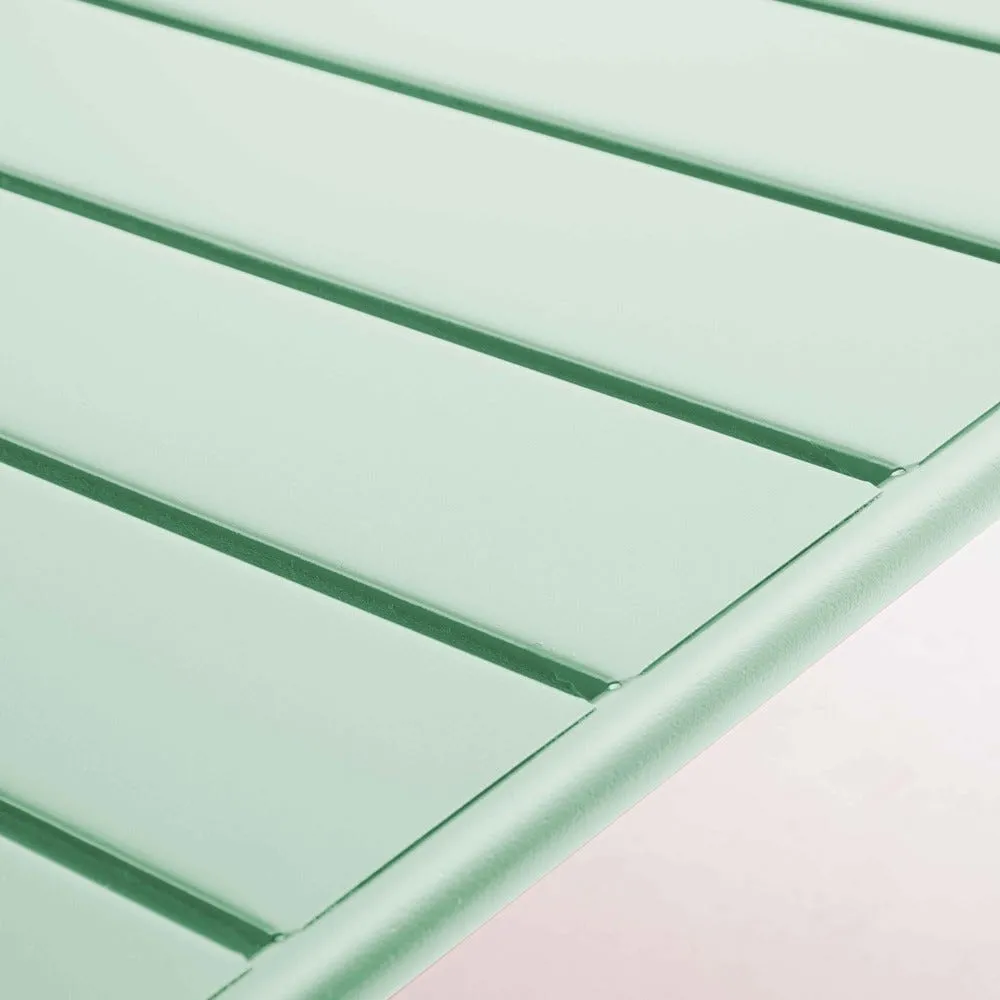Table basse de terrasse acier vert sauge 90x50cm oviala